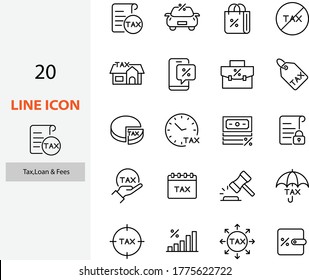 Set Of Tax Icons, Fee, Tax, Loan, Vat