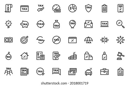 set of tax line icons, vat, fee, business, loan, finance