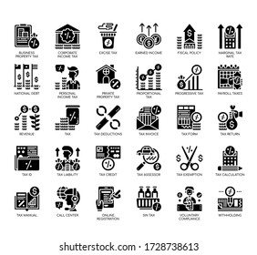 Set of taxation thin line and pixel perfect icons for any web and app project. 