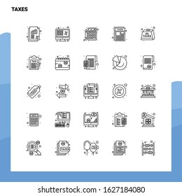 Set of Taxes Line Icon set 25 Icons. Vector Minimalism Style Design Black Icons Set. Linear pictogram pack.
