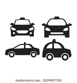 Set of Taxi cab car icon isolated on white background.