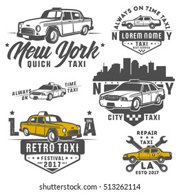 Set of taxi car for emblems,logo and design.