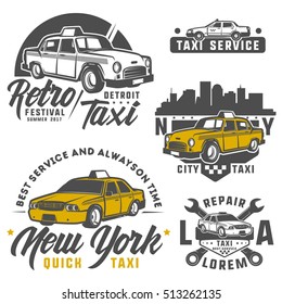 Set of taxi car for emblems,logo and design.
