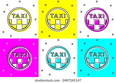 Set Taxi car roof icon isolated on color background.  Vector