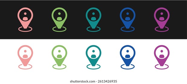Set Taxi client icon isolated on black and white background.  Vector