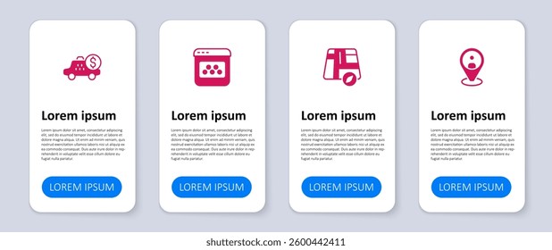 Set Taxi client, Location taxi car, mobile app and Taximeter device. Business infographic template. Vector