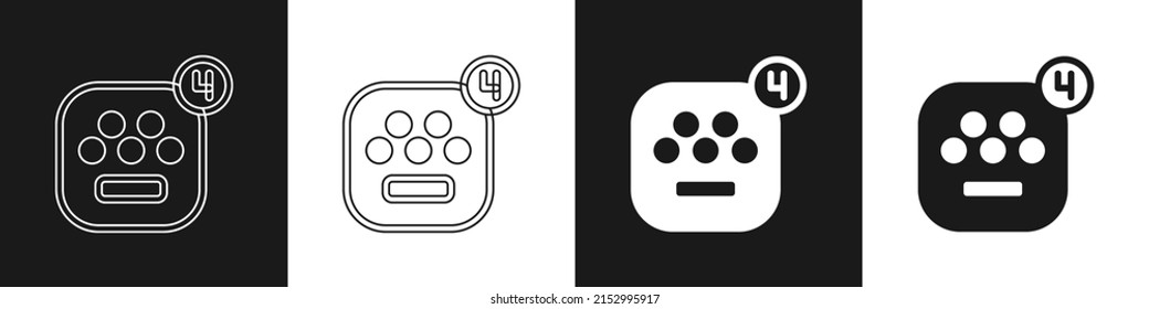 Set Taxi mobile app icon isolated on black and white background. Mobile application taxi.  Vector