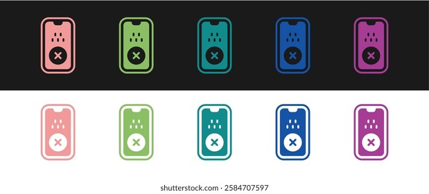 Set Taxi mobile app icon isolated on black and white background. Mobile application taxi.  Vector