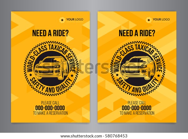 Set of taxi service business\
layout templates. A4 call taxi concept flyer. Vector\
illustration.