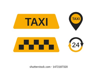 Set of taxi service vector isolated icon in trendy flat design. Isolated vector taxi signs and symbols service. EPS 10