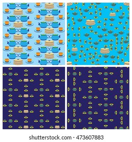 Set of tea background pattern. 