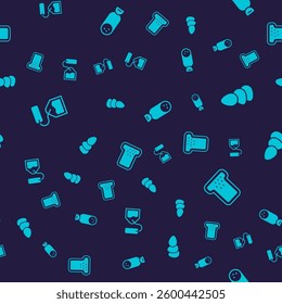 Set Tea bag, Chicken egg, Salami sausage and Bread toast on seamless pattern. Vector