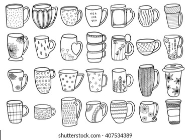 Coffee Cup Kitchenware Drawing Vector Doodle Stock Vector (Royalty Free ...