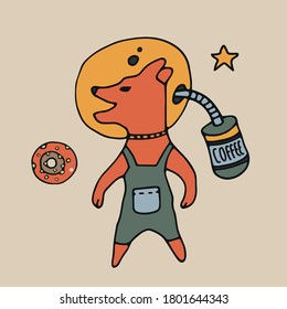 Set. Tea and coffee in space. Design of cafes, menus and parties.