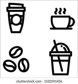Set of tea and coffee thin line icons set isolated on white background.  