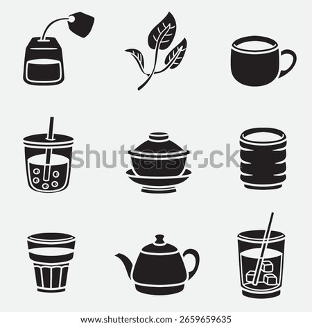 set of tea good for icon, symbol, element design, silhouette design, etc