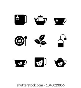 a set of tea icon vector illustrations for a restaurant or teahouse