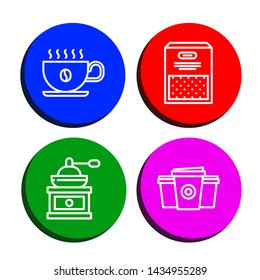 Set of tea icons such as Coffee cup, Semolina, Coffee grinder, Paper cup , tea