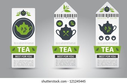 Set of tea labels. Vector