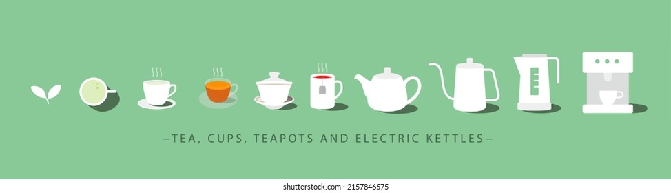 Set of tea related vector line icons.