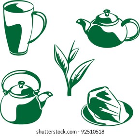  set of tea service, a vector