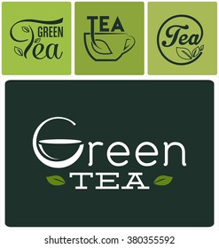 Set of Tea Symbols and Typographic Vector Designs for Tea Package