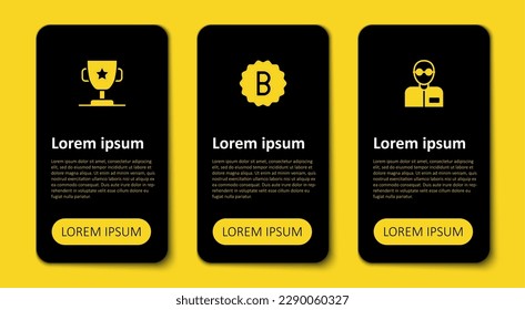 Set Teacher, Exam paper with incorrect answers and Award cup. Business infographic template. Vector