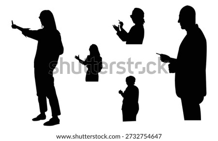 Set of teacher silhouette in various learning scenes.