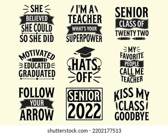 Conjunto de archivo de diseño de camisetas del profesor