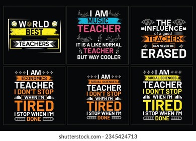 Set of teacher  typography t shirt, Teachers day t shirt bundle
