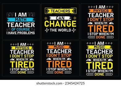 Set of teacher  typography t shirt, Teachers day t shirt bundle
