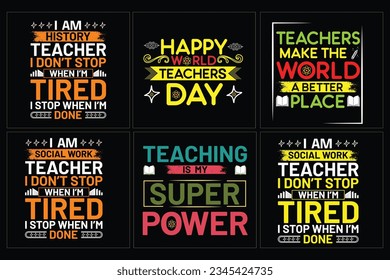Set of teacher  typography t shirt, Teachers day t shirt bundle
