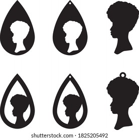 Set of teadrop african ethnic style earrings isolated on white background. Vector illustration.