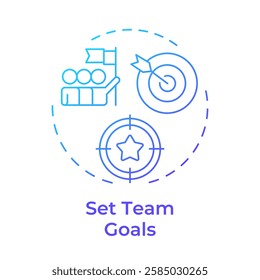Set team goals blue gradient concept icon. Planning tasks and targets. Line manager responsibility. Round shape line illustration. Abstract idea. Graphic design. Easy to use in presentation