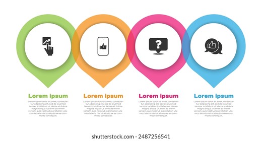 Set Team leader, Hand like, Question mark and . Business infographic template. Vector