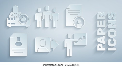 Set Team leader, Resume, Users group and Media projector icon. Vector