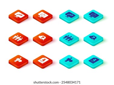 Set Team leader, Resume, Users group, Question mark, Hand like and Graph, schedule, chart icon. Vector