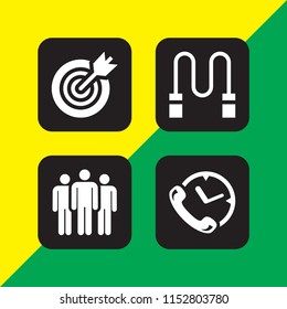  set with team, rope, target and clock vector icons for web and mobile app