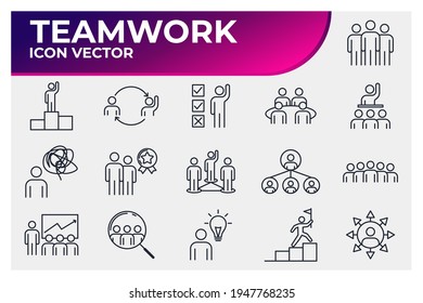 Set of Team Work icon. team building, work group and human resources pack symbol template for graphic and web design collection logo vector illustration