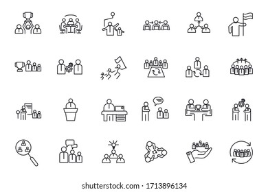 set Team Work icon template for graphic and web design collection. Meeting and more pack symbol logo vector illustration