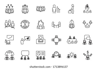 set Team Work icon template for graphic and web design collection. Meeting and more pack symbol logo vector illustration