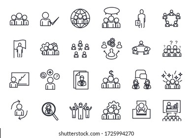 set Team Work icon template for graphic and web design collection. Meeting and more pack symbol logo vector illustration