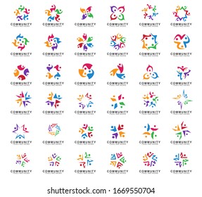 set of Team Work Logo Design. Social Network Family Friends icon. Vector illustration