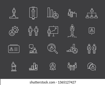 Set of Team Work Related Vector Line Icons. Contains such Icons as Cooperation, Collaboration, Team Meeting.