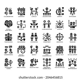 Set of Teamwork And Cooperation thin line and pixel perfect icons for any web and app project. 