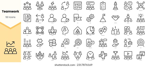 Set of teamwork Icons. Simple line art style icons pack. Vector illustration