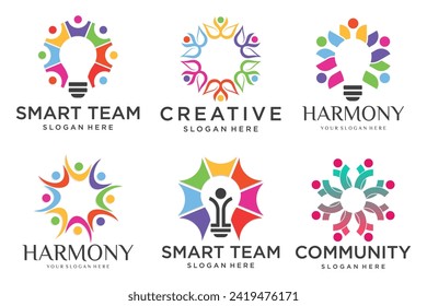 set of teamwork logo. Community human Logo template . Abstract Community . Vector illustration