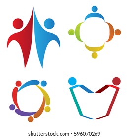 Set of teamwork logos on a white background, Vector illustration