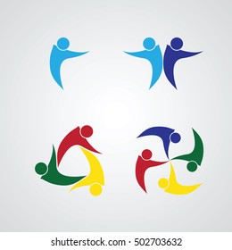 set of Teamwork Meeting . Abstract concept of a social network, friends, community, group of people, Corporate life, Business deal,