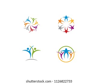 Set of Teamwork or People Group Icon Vector Logo Template Illustration Design